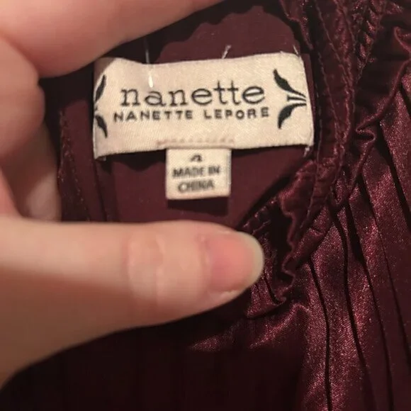 Nanette by Nanette Lepore Pleated Maroon Cocktail Dress Size 4 Elegant Party - Picture 5 of 11
